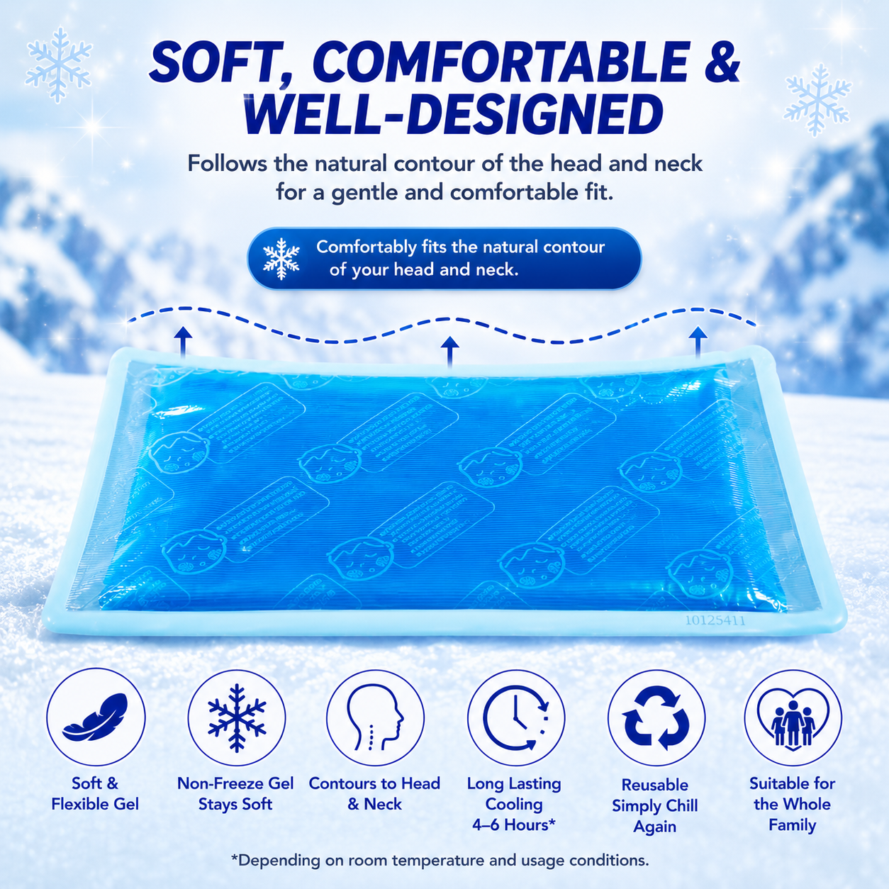 Kool Fever Soft Cooling Gel Pillow (Reusable) | Up To 6 Hours | Cooling Comfort for Fever, Headache & Hot Weather