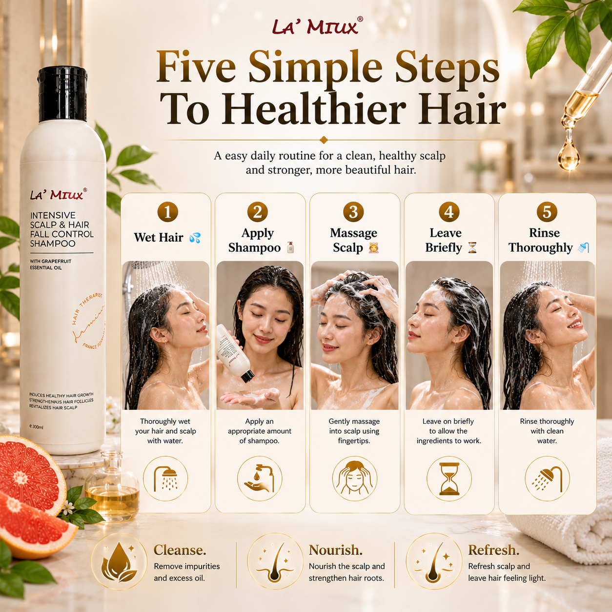La’ Miux Intensive Scalp & Hair Fall Control Shampoo 300ml | Hair Therapy