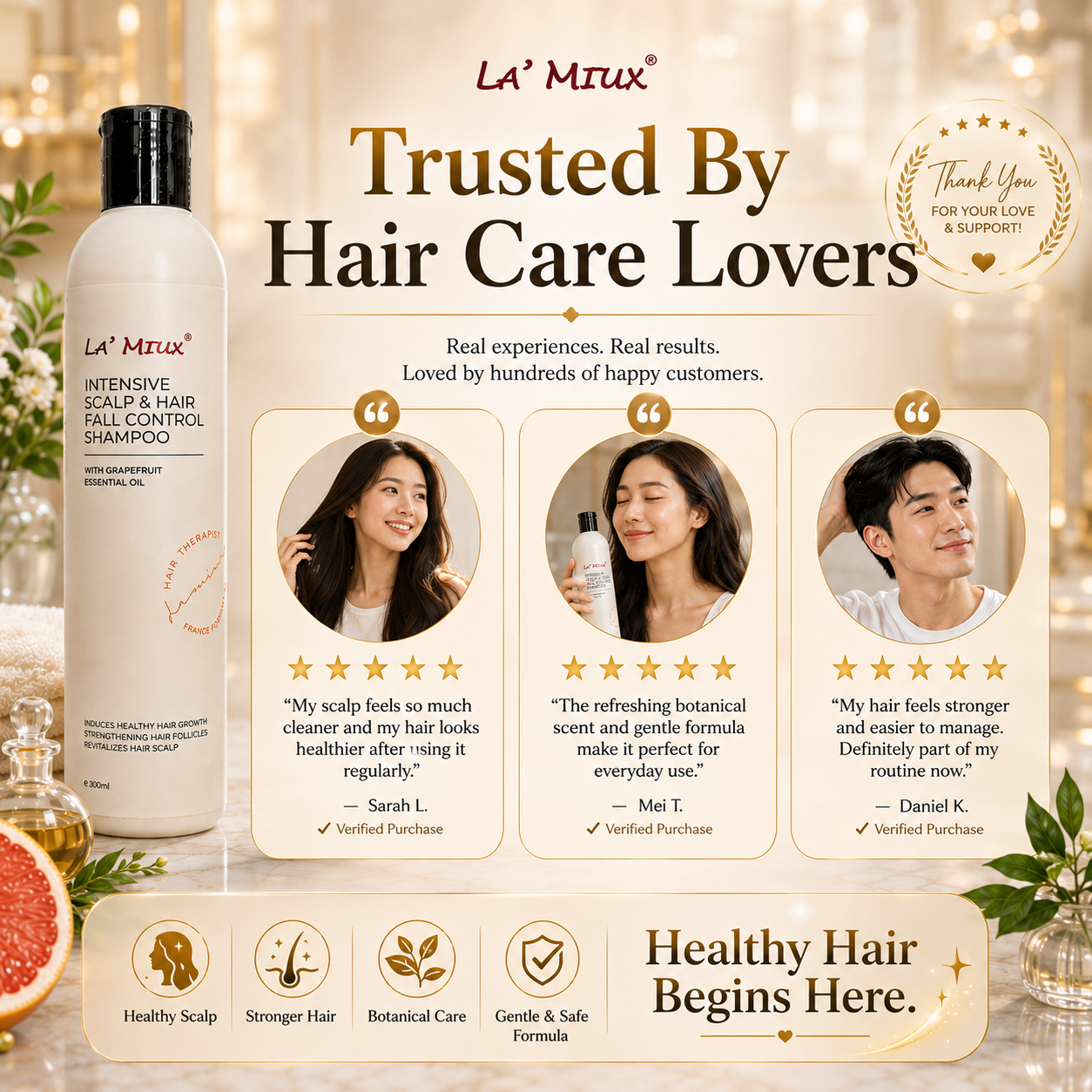 La’ Miux Intensive Scalp & Hair Fall Control Shampoo 300ml | Hair Therapy
