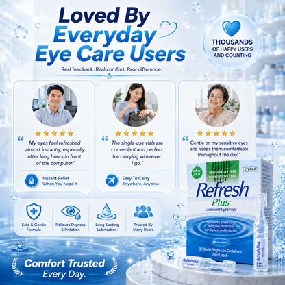 Refresh Plus Lubricant Eye Drops (30 Sterile Single-Use Containers × 0.4mL)