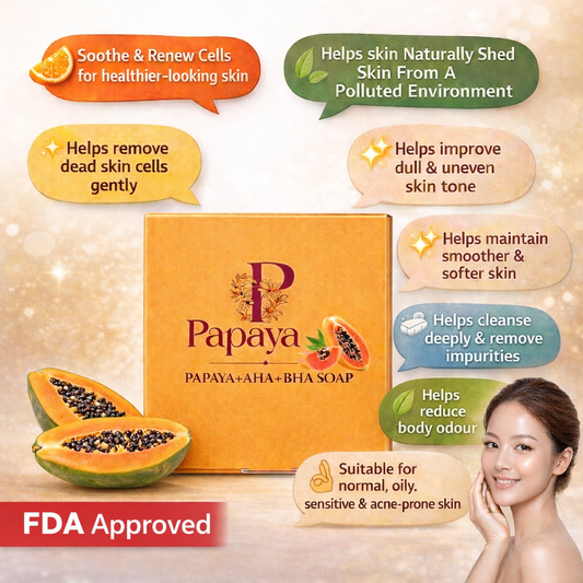 Papaya AHA+BHA Soap – Brightening, Exfoliating & Glow Skin | Face & Body