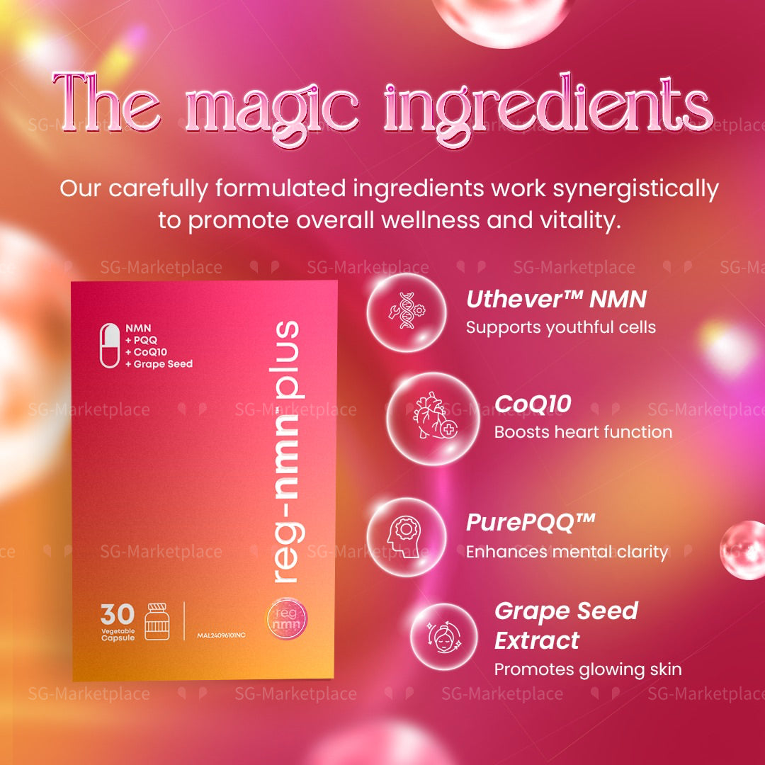 reg-nmn™ plus 30s | NMN + PQQ + CoQ10 + Grape Seed Extract| Anti-Aging & Energy Support