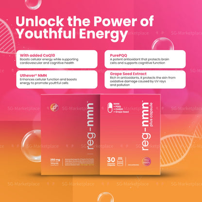 reg-nmn™ plus 30s | NMN + PQQ + CoQ10 + Grape Seed Extract| Anti-Aging & Energy Support