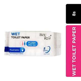 BZU BZU Wet Toilet Paper 8s – Flushable, Antibacterial, Gentle on Skin