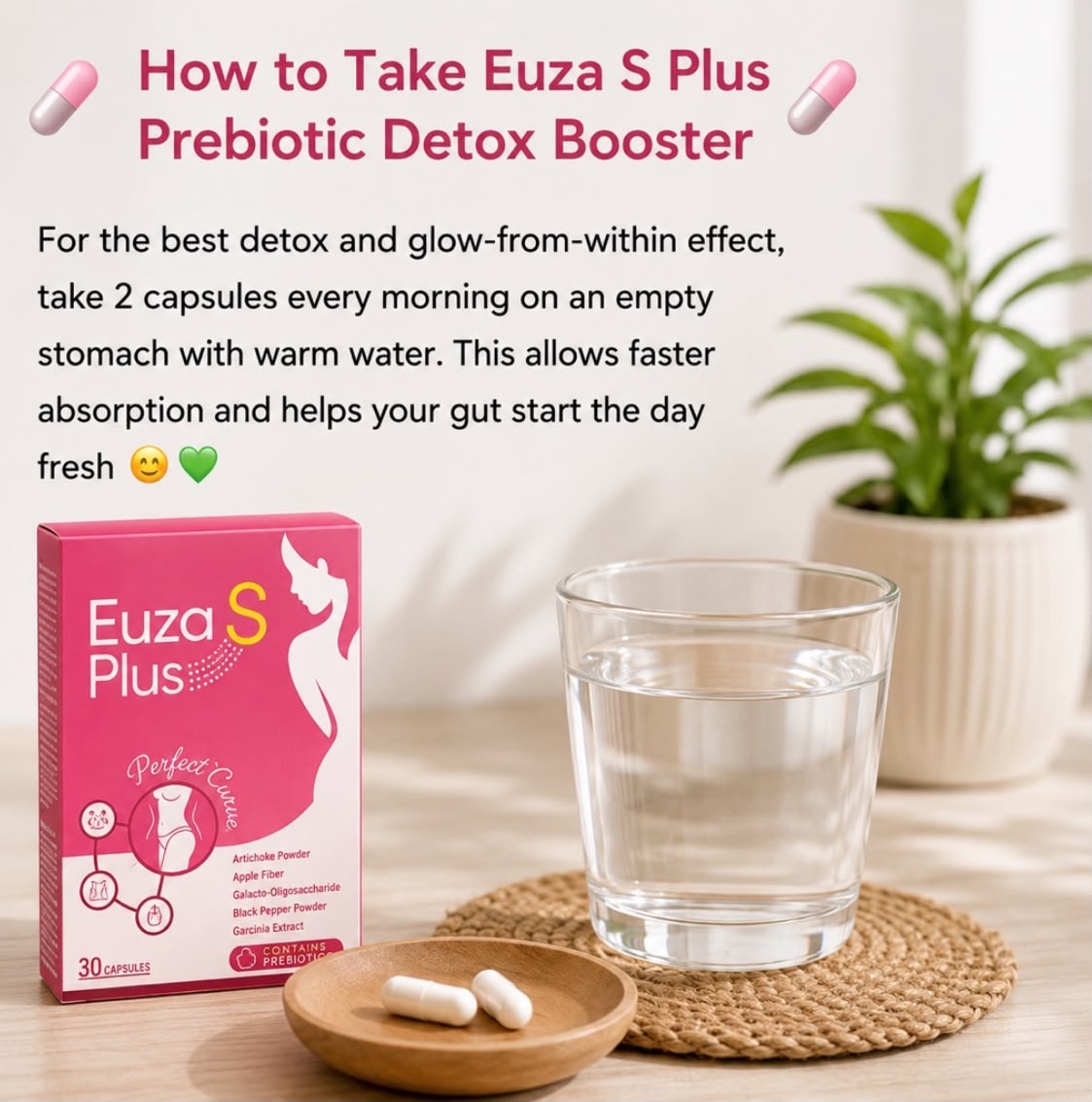Euza S Plus Prebiotic Fiber Detox Booster 30s - Gut Reset, Bloat & Waistline